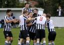 Barnton celebrate one of four goals scored in the historic win against Swallownest. Picture: Rob Hardley