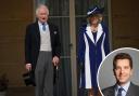 King Charles III with the Queen Consort and, inset, Edward Timpson MP