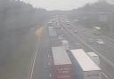 Queues on the M6 northbound between Middlewich and Knutsford following a crash
