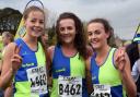 Vale Royal Athletics Club under 17s girls' team, from left, Emily Lowery, Lucy and Holly Smith took silver in their age-group Pictures: Rob Brown/Vale Royal AC
