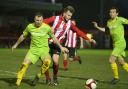 Will Jones and his Witton Albion teammates hope to get the better of Stourbridge when they visit Wincham Park on Saturday. Picture: Keith Clayton