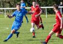 Lostock Gralam were edged out by Cheshire League One rivals Moore United when they met at the semi-finals stage of the JA Walton Challenge Cup at Park Stadium last weekend. Picture: Karl Brooks Photography