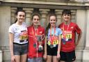 Flashback to last year's medal success for Holly Weedall in the under 13s girls' section of the Mini London Marathon. Picture: Chris Weedall