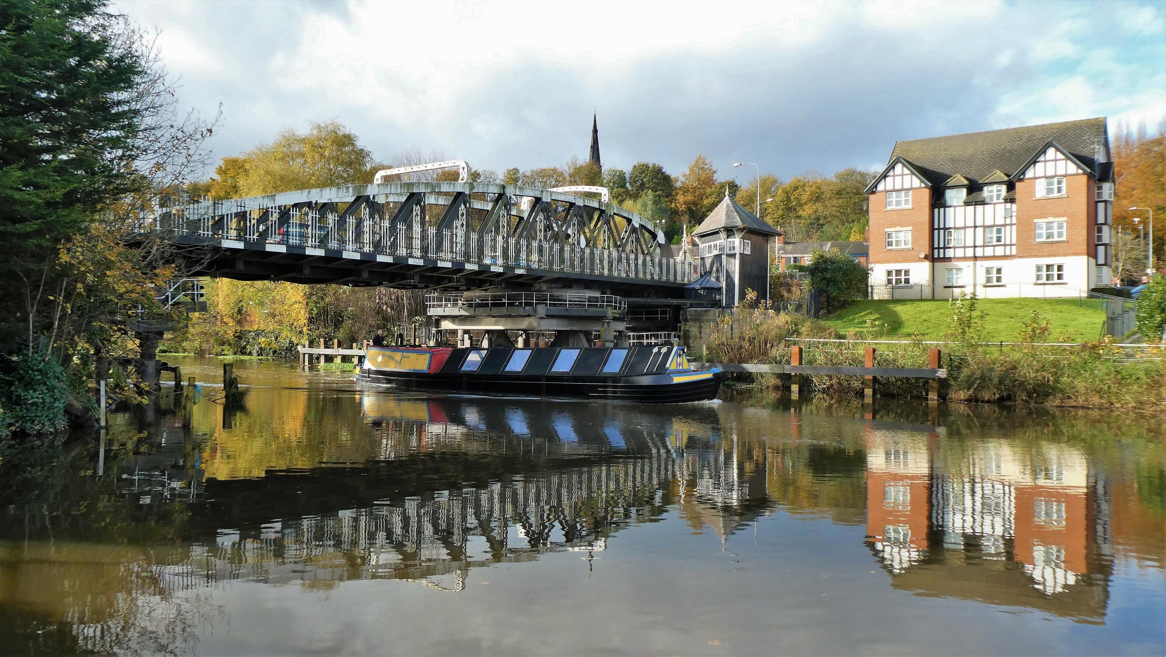 Reflections of Hayhurst Bridge on the River Weaver at Northwich by Lynne Bentley