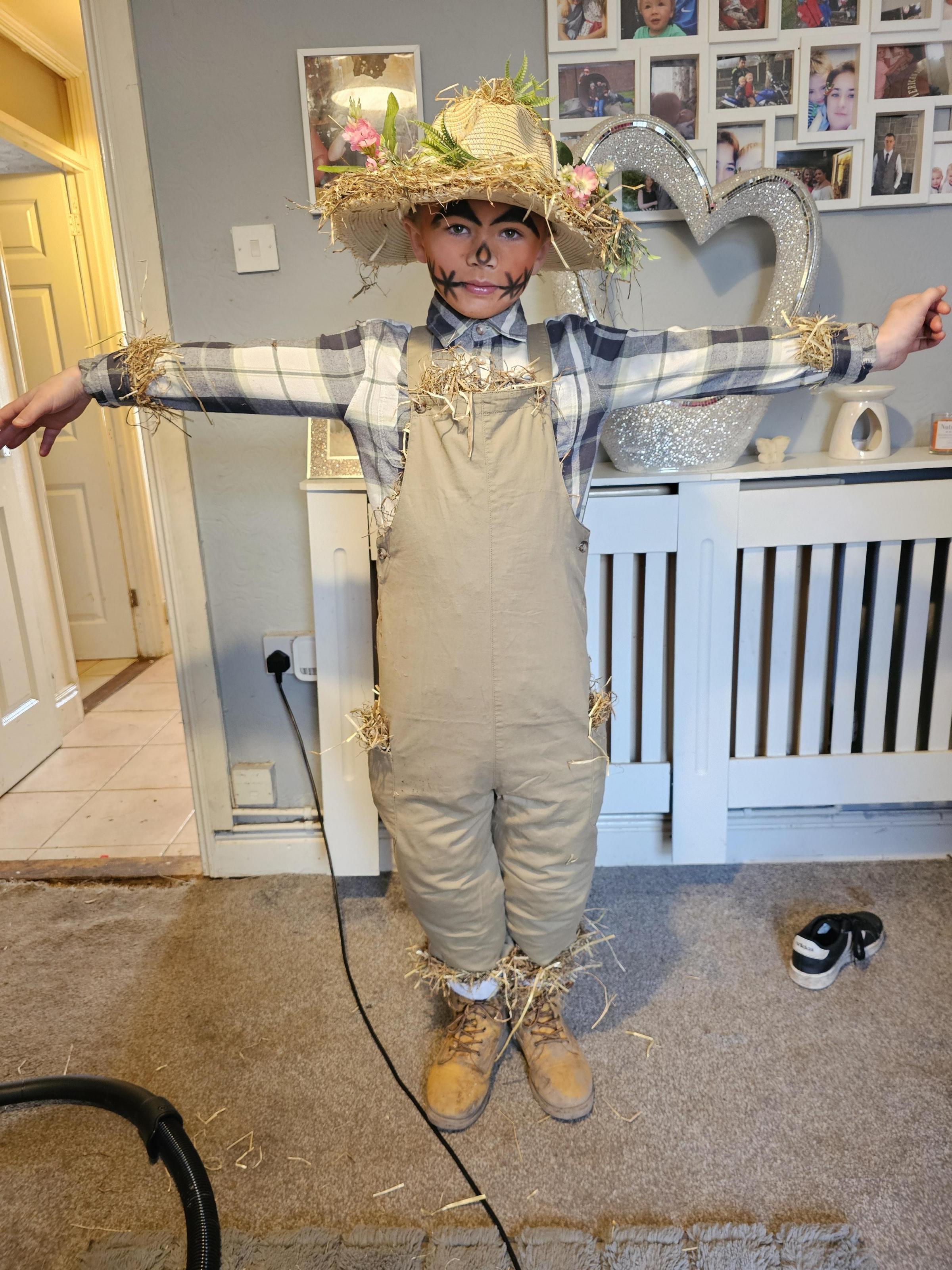 Nine-year-old Harry Kettlewell from Winsford as Scarecrow from Scarecrow Weddings