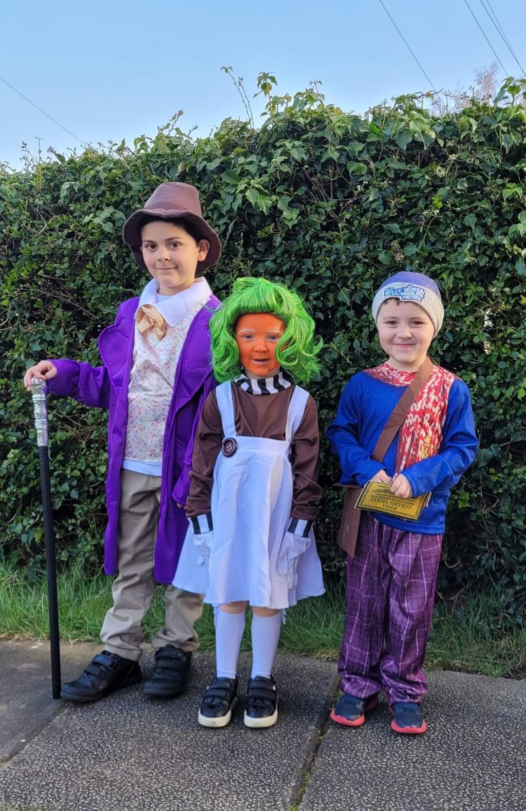 Swayze, Kismet and Kasteel Lumsden as Willy Wonka, an Oompa Loompa and Charlie Bucket