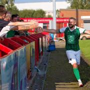 Jamie Reed's first goal for Northwich Victoria. Picture: Angela Buckley