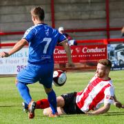Action from Saturday's home defeat against Whitby Town. All pictures by Karl Brooks Photography