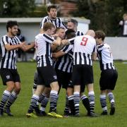 Barnton celebrate one of four goals scored in the historic win against Swallownest. Picture: Rob Hardley