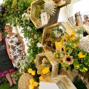 Wedding and event floral designer Jacqui Owen and baker Anne O'Neil at the Bee Friendly, Bee Kind moon gate