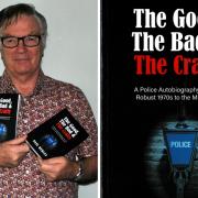Retired police officer turned writer Paul Hurley with copies of his new book