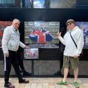 Nathan Cunningham (right) with Gaz from the Piccadilly Rats outside the cinema