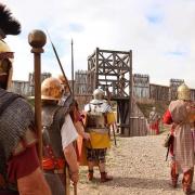 Recreation of soldiers approaching a Roman fort  © Roman Tours UK, Park in the Past