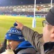 The Winnington Park bobble hat is about to be lifted off the fella's head, but what happens next is amazing. Picture: Twitter