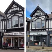 Northwich Art Shop and Dry Cleaners before and after the restoration work
