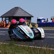 Pete Found and his passenger Jevan Walmsley in TT sidecar race one at the weekend