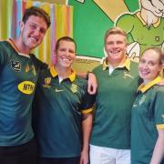 Sale Sharks' Alex Groves and Ernst van Rhyn joined Lynika and Rayner Müller at That South African Place in Northwich for the start of the Rugby World Cup