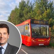 A D&G bus and, inset, Edward Timpson MP