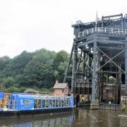 A boat moored by Anderton  Boat Lift has been swept away