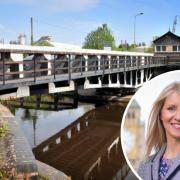 Winnington Bridge and, inset, Esther McVey MP