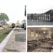 Clockwise from left: Whitegate Station when it was open, Marton Camp and the school interior