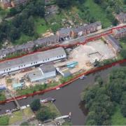 Aerial view of Navigation Yard on the River Weaver, close to Northwich town centre