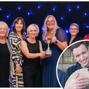 The team behind Let's Farm accepting the 'best start-up' award from the West Cheshire and North Wales Chamber of Commerce; (inset) Ranger Liam Peers