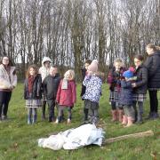Speedy Freight's Scott Burstow with kids from Delamere C of E Primary Academy planting a new school woodland