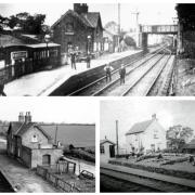 The old Whitegate station and staff, top; the station in 1968, the year it was lifted, bottom left; and Catsclough Crossing, bottom right