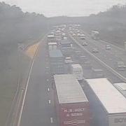 Queues on the M6 northbound between Middlewich and Knutsford following a crash