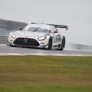 Ian Loggie in action at a wet Donington