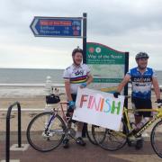 United Utilities doubled the charity cash raised by staff Carl Nelson and Paul Whalley who rode 170 miles in aid of the North West Air Ambulance
