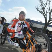 Adrian Derbyshire on his hand cycle.