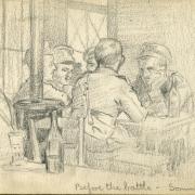 One of William Hutchings' First World War sketches entitled 'Before the Battle – Somme 1916'.