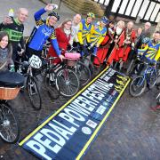 Supporters from Weaver Valley Cycling Club, Winsford Wheelers, North Cheshire Clarion and Northwich, Winsford and Middlewich town councils at the Pedal Power Festival 2015 launch.