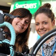 Cyclist Salma Kamaluddin and Melissa Newland, from St Luke's, get ready for Cycletta.