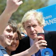 Boris poses for a selfie with Northwich residents