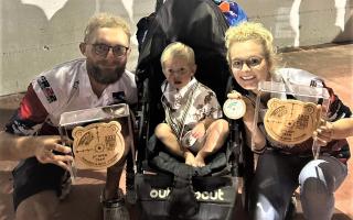 Laura Foy, Ben Wood and their son Louis after their world championships success in Italy