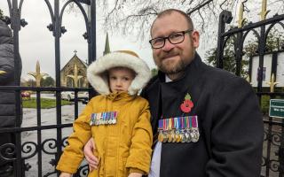 Tony Rogers, who spend 22 years in the Cheshire's and Mercian Regiments, attended the service with his family, including grandson Archie Rogers