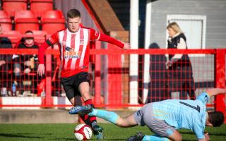 Witton Albion go past Prescot Cables in Saturday’s clash at the U Lock It Stadium. More details and pictures on page 55. Picture: Karl Brooks Photography