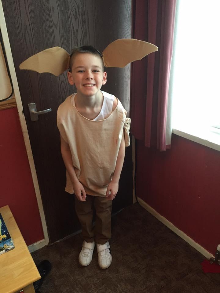 This is Christopher Chapman, nine, dressed as Dobby from Harry Potter