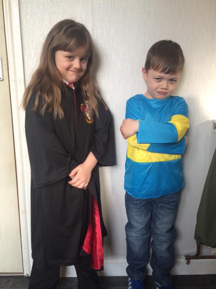 Brooke aged 6 as Hermione Granger and Alfie aged 5 as Horrid Henry from Barnton Community Primary School