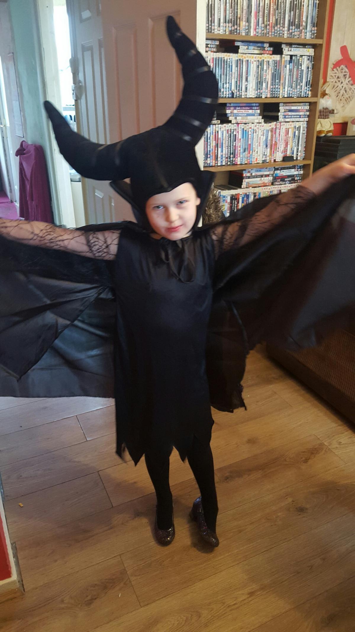 Felicity Davies, six, as Maleficent who attends Willow Wood Primary School
