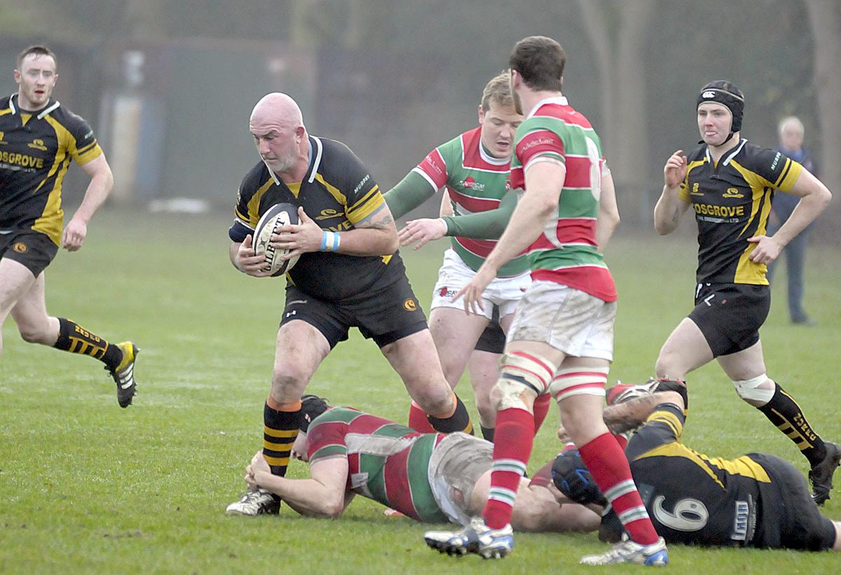 John Dudley resists an attempt to tackle him during a Northwich attack at Warrington. Picture: Mike Boden