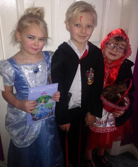 Corey Harry potter,poppy Cinderella and Tayah red riding hood pupils attend St Bedes