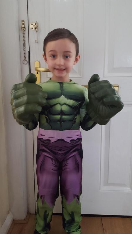 Grayson Webster, five, all ready for world book day at his primary school