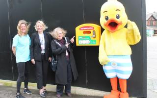 (L to R): Puddle Ducks’ Lindsay Kerr; Cath Kirwan from Northwich Town Council; Deputy town mayor, Kate Cernik; Puddle the Duck