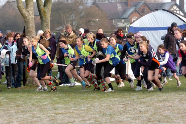 Vale Royal athletes at the start of an under 13s cross country race over 2900m. Picture: Geoff Statham