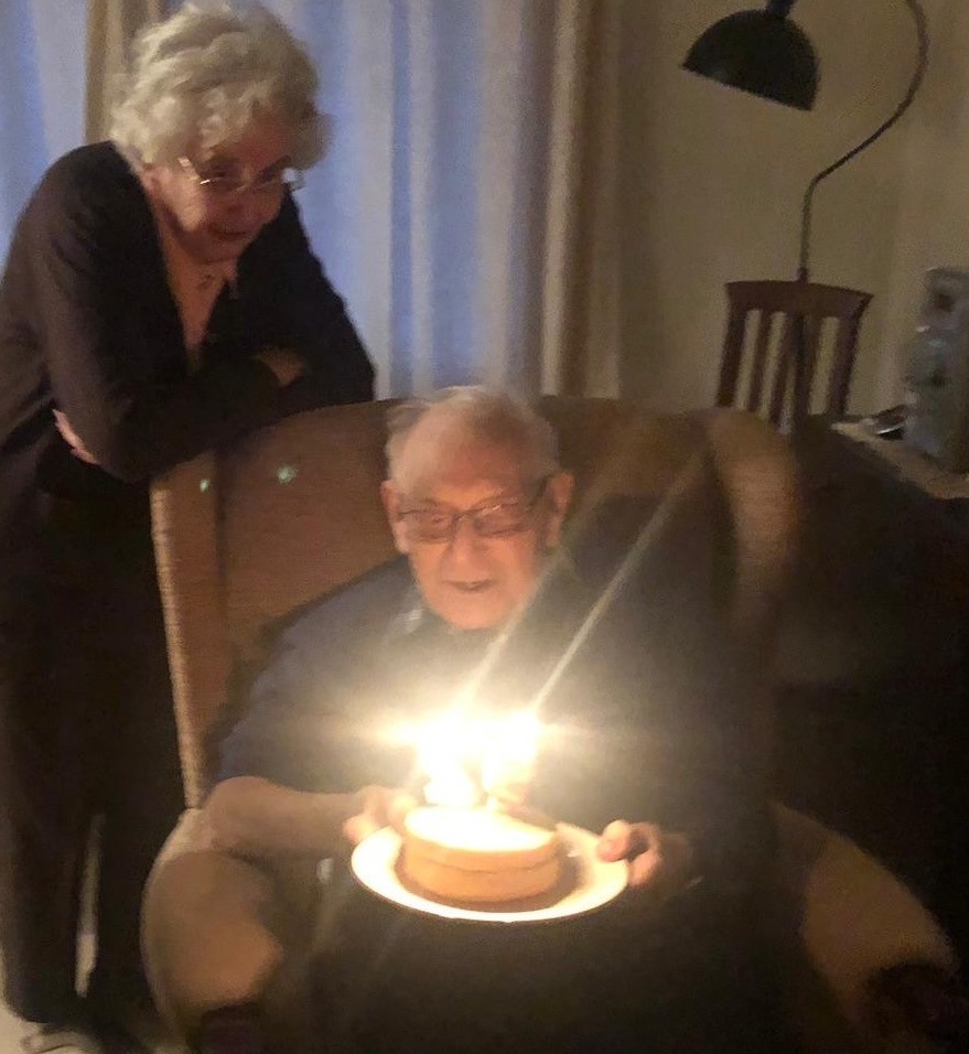 Rose and Geoff Enwright celebrating Geoffs 93rd birthday
