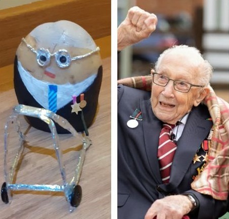Mia was inspired to create a special potato man to honour Captain Sir Tom Moore